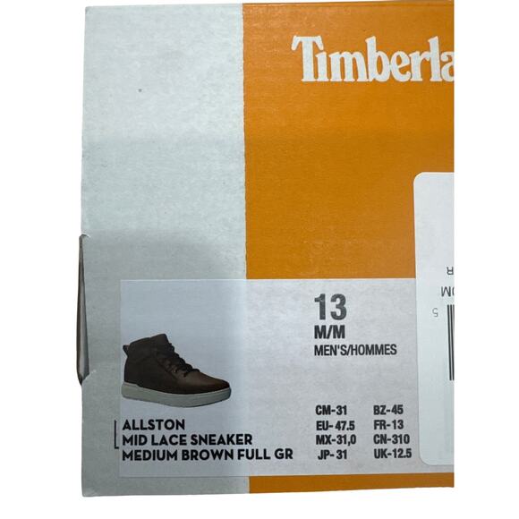 Timberland Men's Allston Brown Mid Full Grain Sneaker Boots - Size: 13 - Picture 9 of 9